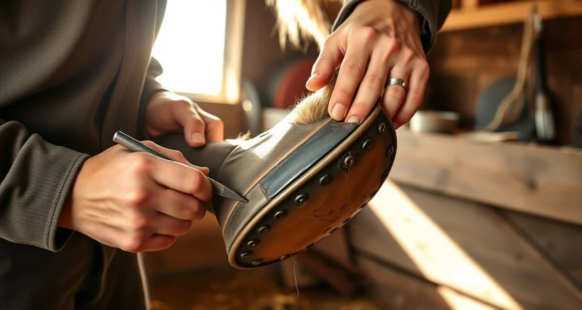 Alaska farrier at work - highest-paid market in US Professional farrier in Alaska applying horseshoe to horse's hoof, demonstrating premium farrier services and regional pricing