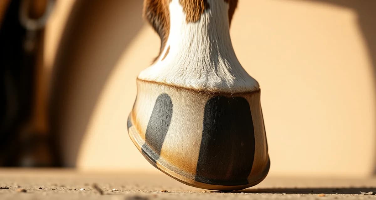 Appaloosa endurance hoof care and shoeing Appaloosa horse striped hoof showing distinctive white and dark pigment patterns used in endurance riding