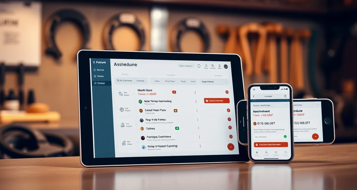 FarrierIQ appointment reminder technology interface Automated horse appointment reminder system dashboard showing client notifications and scheduling interface for farrier businesses
