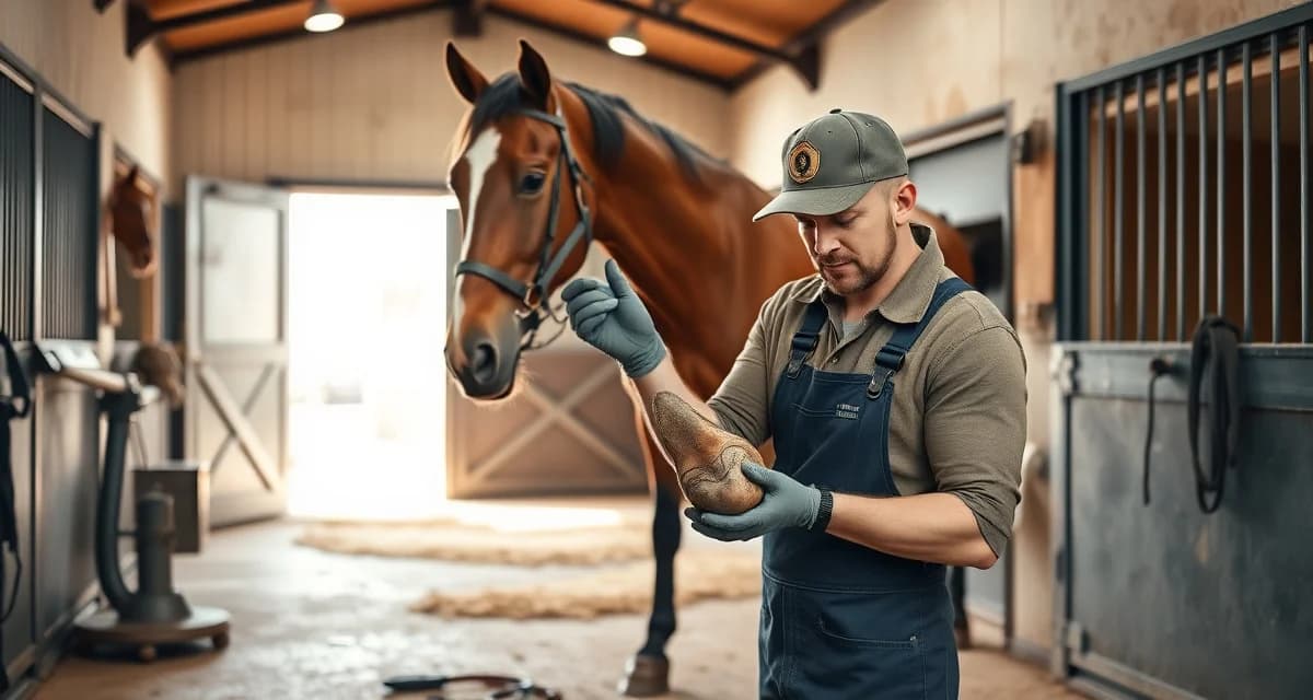 Professional farrier hoof care in Shelby County Farrier providing hoof care services to horse in Birmingham Alabama using modern scheduling software management system