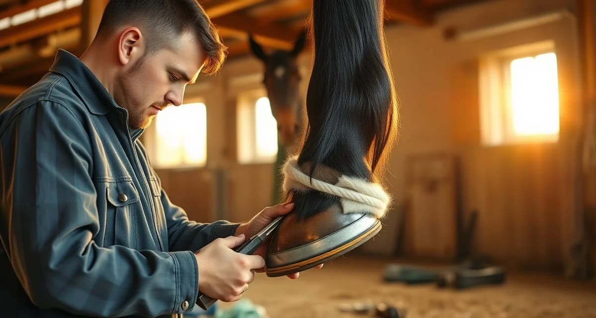 California farrier license and certification standards Professional farrier performing hoof care on a horse in California without state license requirement