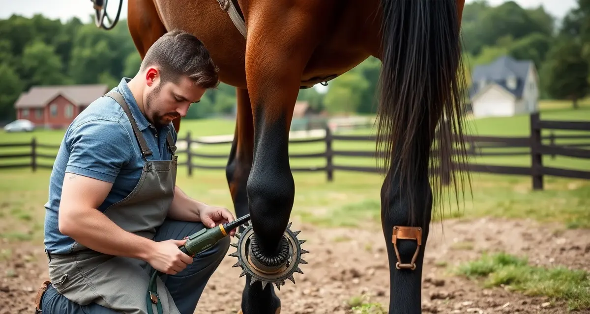 FarrierIQ scheduling solution for Columbus area farriers Professional farrier providing hoof care to horse in Columbus Ohio suburban community with growing horse population