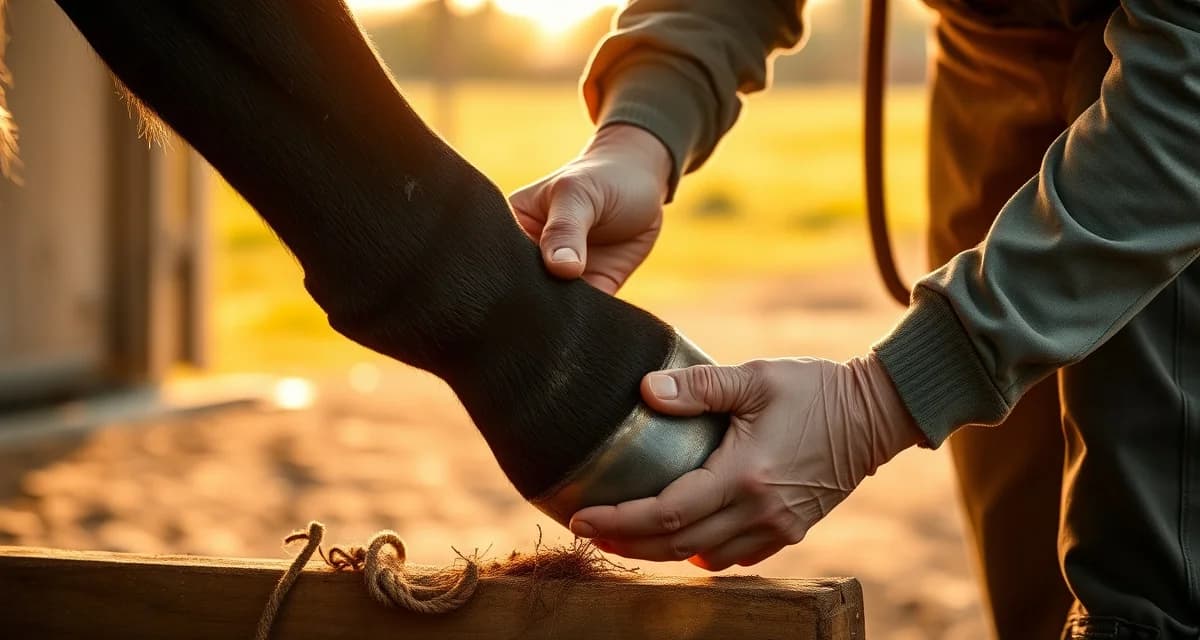 Delaware farrier pricing and hoof care services Professional farrier trimming and shoeing a horse's hoof, demonstrating Delaware farrier services and hoof care techniques
