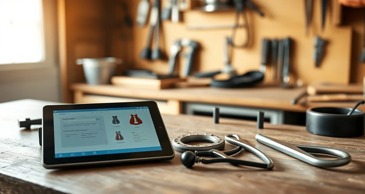 EQUINET hoof care documentation platform review Farrier software interface on tablet showing hoof documentation and care management tools for equine scheduling