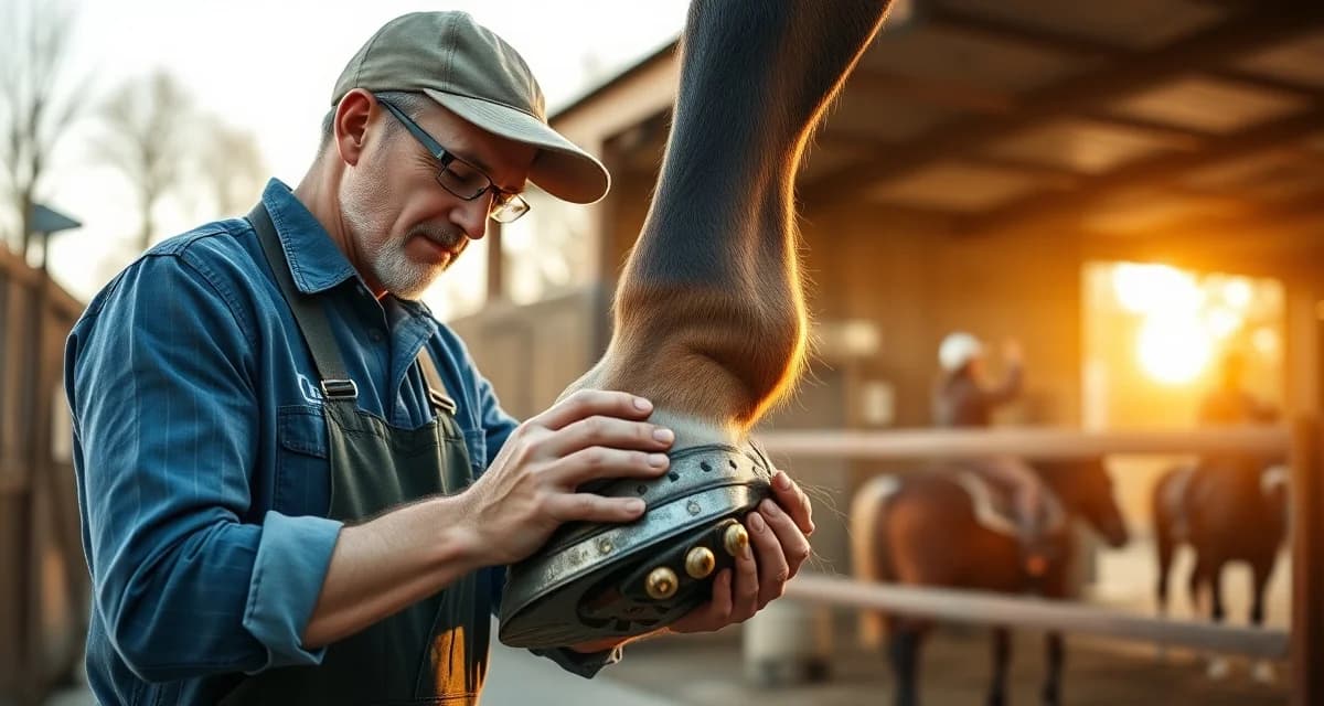 Farrier scheduling software for trail horse owners Farrier using FarrierIQ app to manage hoof care appointments for trail riding horse clients at private barn facility