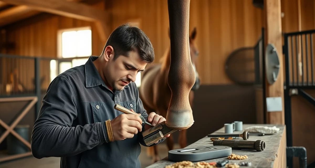 Expert farrier hoof trimming in Charlotte Professional farrier providing hoof care and shoeing services to horse in Charlotte, NC equestrian community
