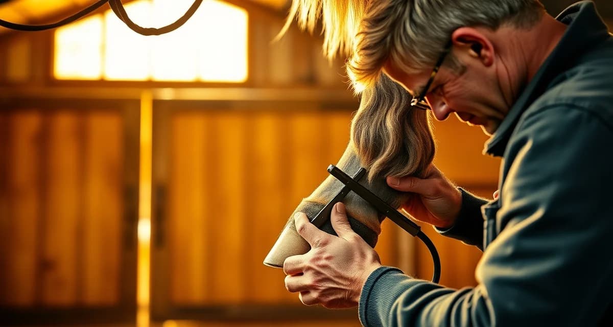 New York farrier costs vary by region Professional farrier performing hoof care and horseshoe fitting, representing New York farrier services and regional pricing differences.