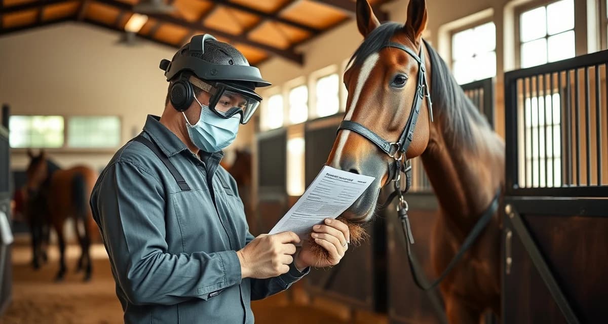 Professional farrier liability management and hoof care documentation Farrier documenting hoof care procedures for liability protection and insurance purposes in professional equine facility