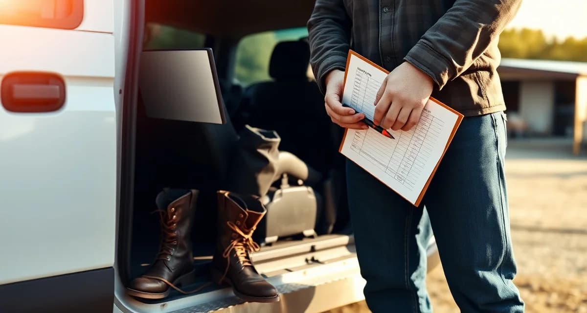 Farrier mileage tracking for tax deductions Farrier reviewing mileage tracking log for business tax deductions and IRS compliance documentation