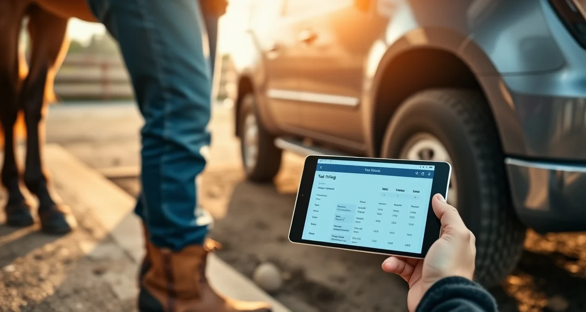 Automatic mileage logging for farrier tax savings Farrier using mileage tracker app on mobile device to log business travel miles for tax deductions