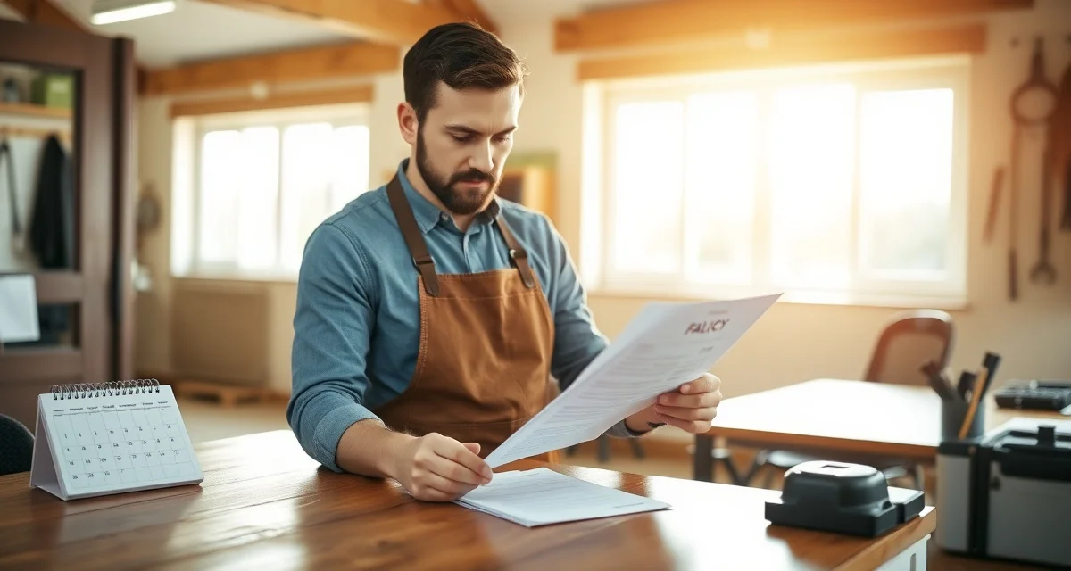 Farrier No-Show Policy Best Practices Farrier reviewing a professional no-show policy template document at a desk to reduce appointment cancellations and protect business time.
