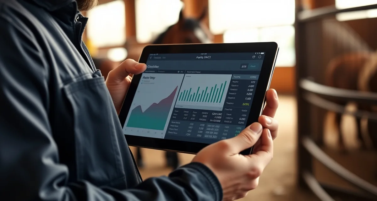 Digital pricing strategy for farrier services Farrier using pricing calculator tool to set competitive rates and review market data for hoof care services