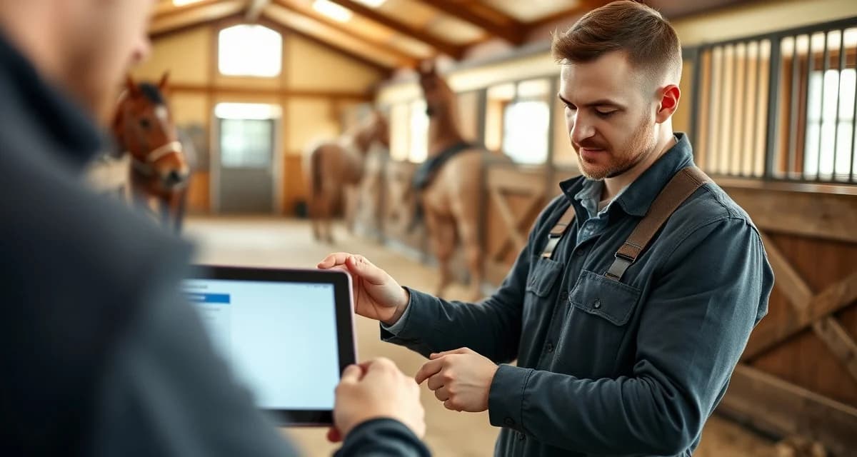 FarrierIQ mobile farrier software interface Modern farrier scheduling software displayed on mobile device as an iForgeAhead alternative for hoof care management