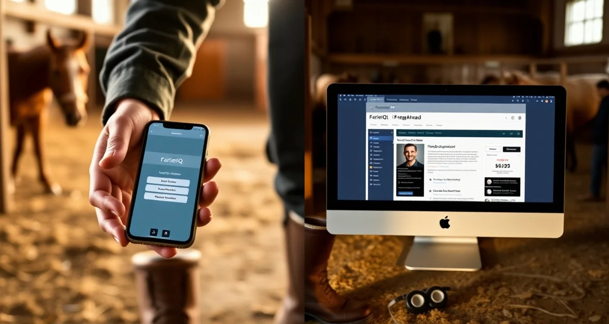 Modern farrier software comparison: mobile-first vs legacy platform Side-by-side comparison of FarrierIQ mobile app versus iForgeAhead web software for farrier scheduling and hoof care management