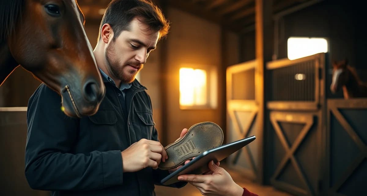 Digital scheduling solution for farrier hoof care services Farrier scheduling software dashboard displayed on tablet during professional hoof care appointment management