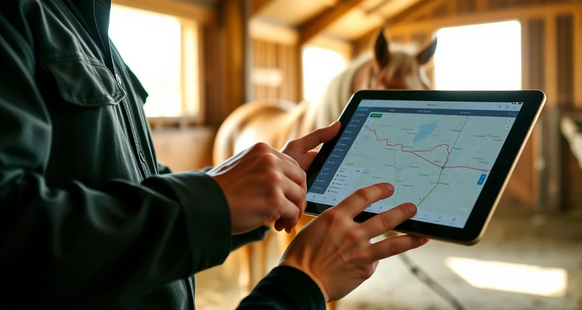 FarrierIQ routing optimization for South Carolina farriers Farrier using scheduling software on tablet to optimize routes in Aiken, South Carolina's high-density horse market