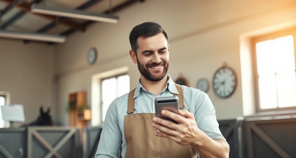 Farrier scheduling software efficiency gains Farrier using horse owner portal scheduling app to reduce daily status calls and save time on farrier business management