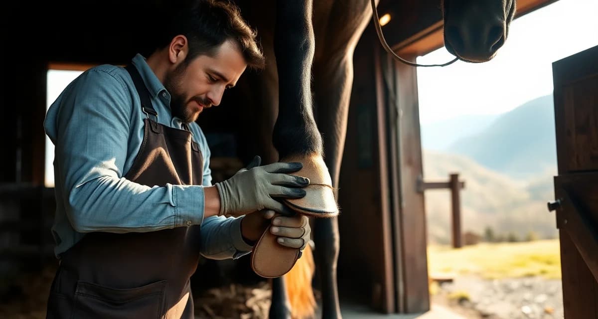 Farrier scheduling software solution for West Virginia mountain routes Professional farrier providing hoof care services to horse in rural West Virginia with mountain landscape backdrop