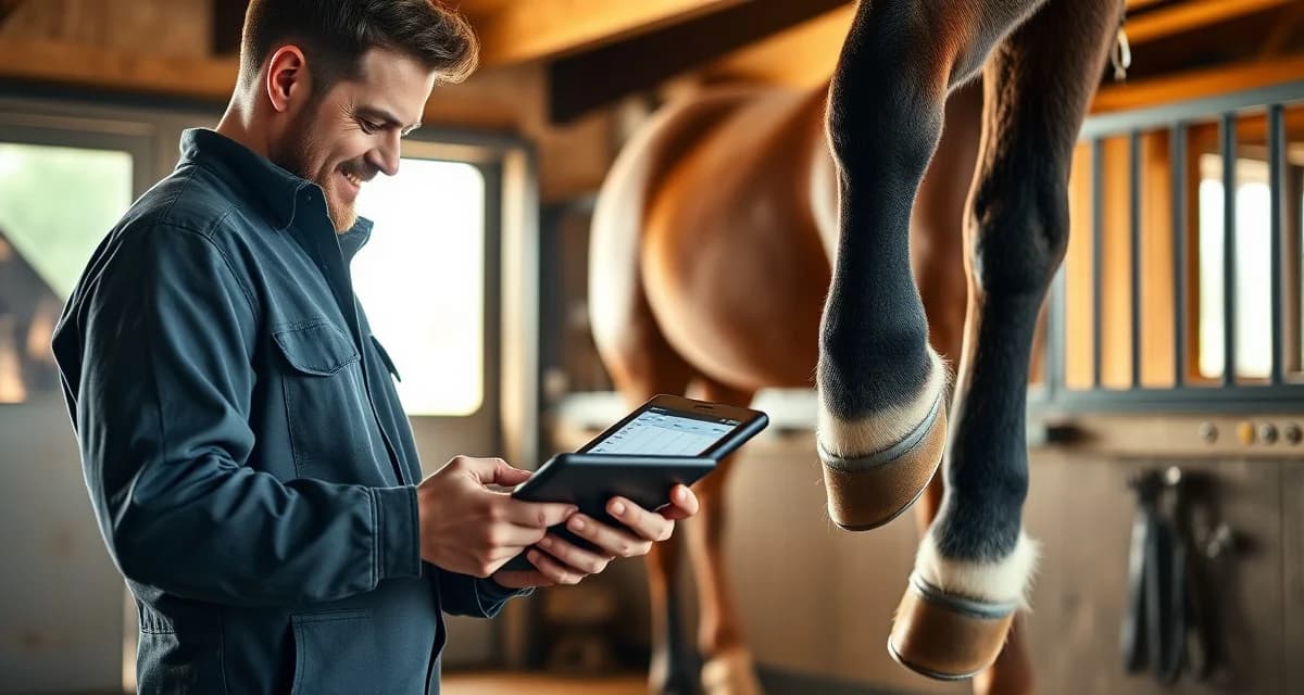 FarrierIQ scheduling automation for farrier appointments Farrier scheduling software interface displaying horse hoof care appointment calendar with automated booking system for multiple horses.