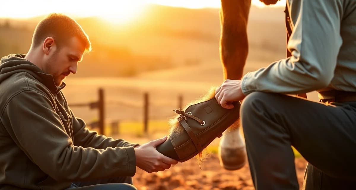Georgia Farrier Route Planning and Hoof Care Management Farrier performing professional hoof care on horse in Georgia with scheduling software efficiency