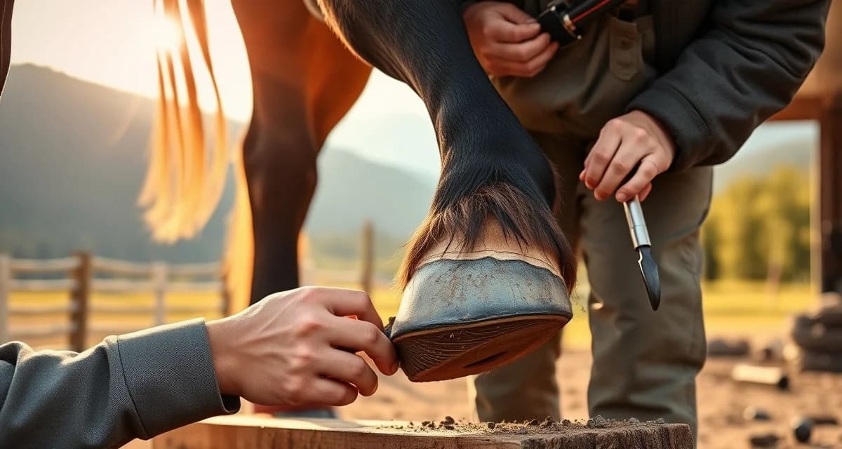 Farrier scheduling across NC terrain Professional farrier managing horse hoof care using scheduling software for North Carolina equestrian clients