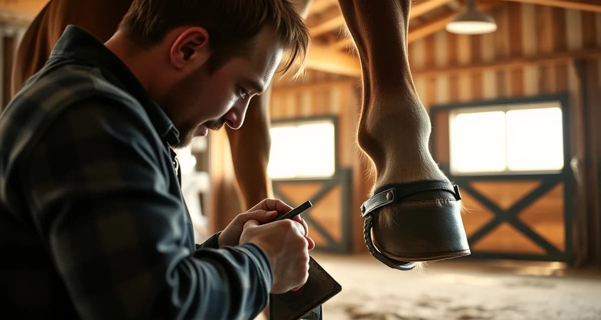 Expert farrier services using scheduling software in Tennessee Professional farrier performing hoof care on a Tennessee Walking Horse using specialized farrier software management techniques