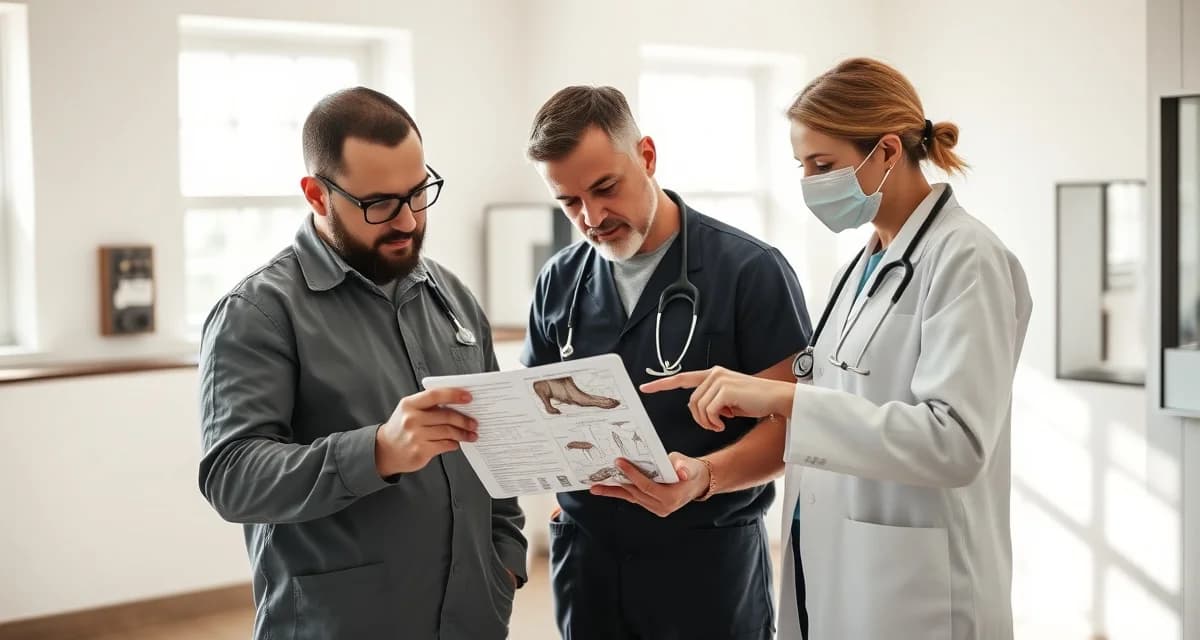 Farrier-Vet Collaboration on Horse Records Farrier and veterinarian reviewing shared horse hoof care records on digital tablet for coordinated equine treatment planning