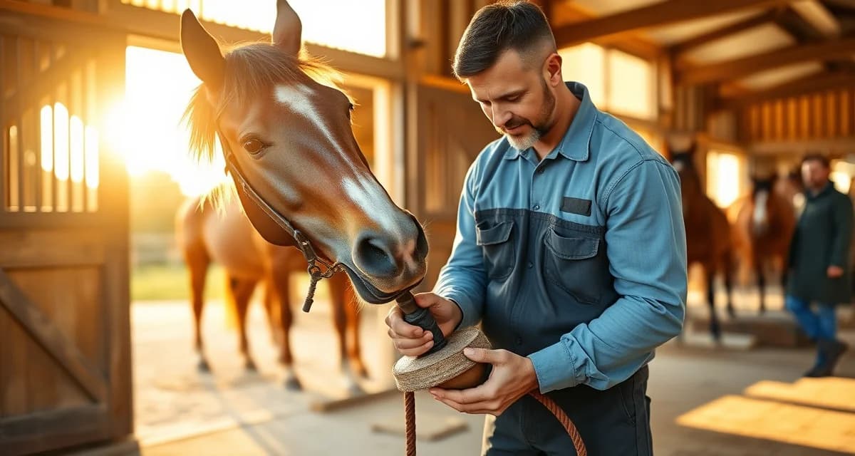 FarrierIQ Software for Florida Farriers Professional farrier providing hoof care services to horse in Florida, demonstrating farrier software scheduling benefits