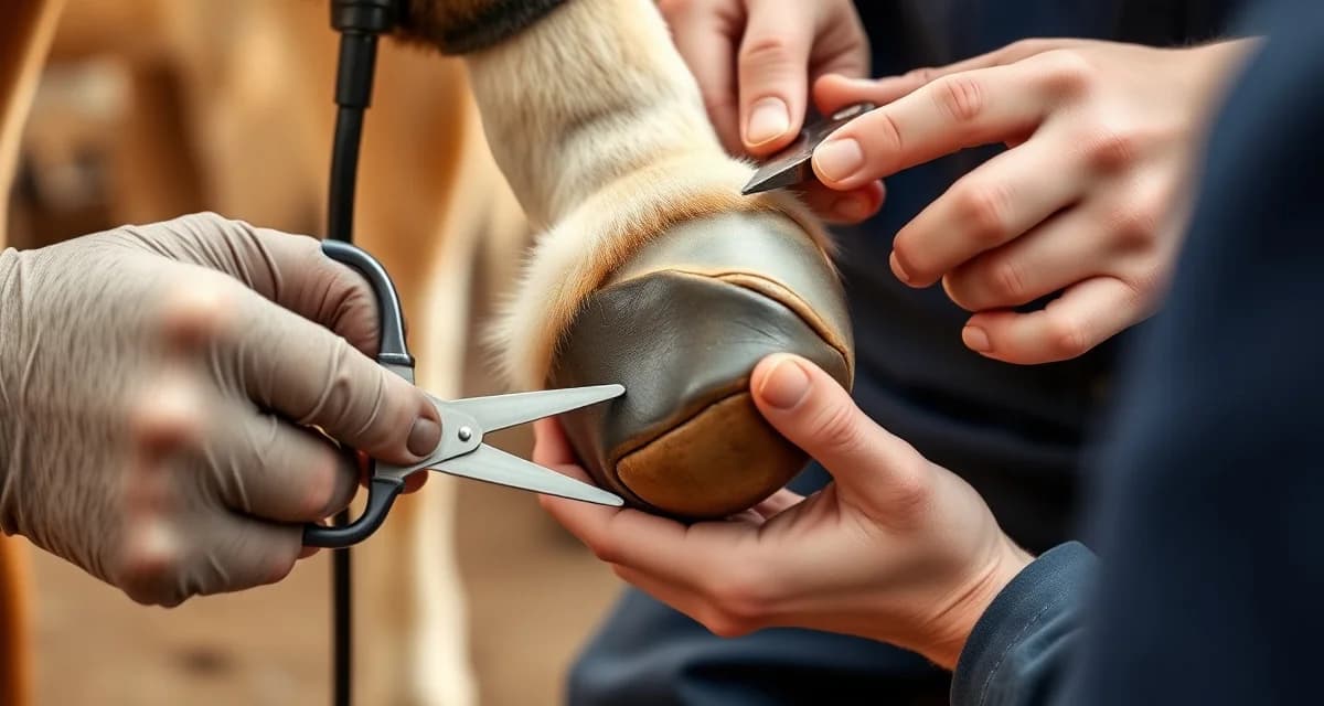Miniature horse hoof care and trimming Professional farrier performing hoof trim on miniature horse, demonstrating specialized farrier care techniques for mini hooves