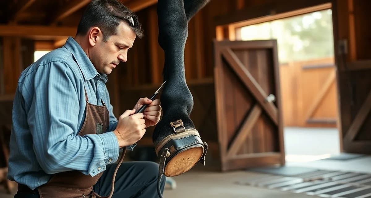 Mississippi farrier providing hoof care services Professional farrier performing hoof care and horseshoe trimming service in Mississippi, demonstrating typical farrier work that costs $80-160 per visit.