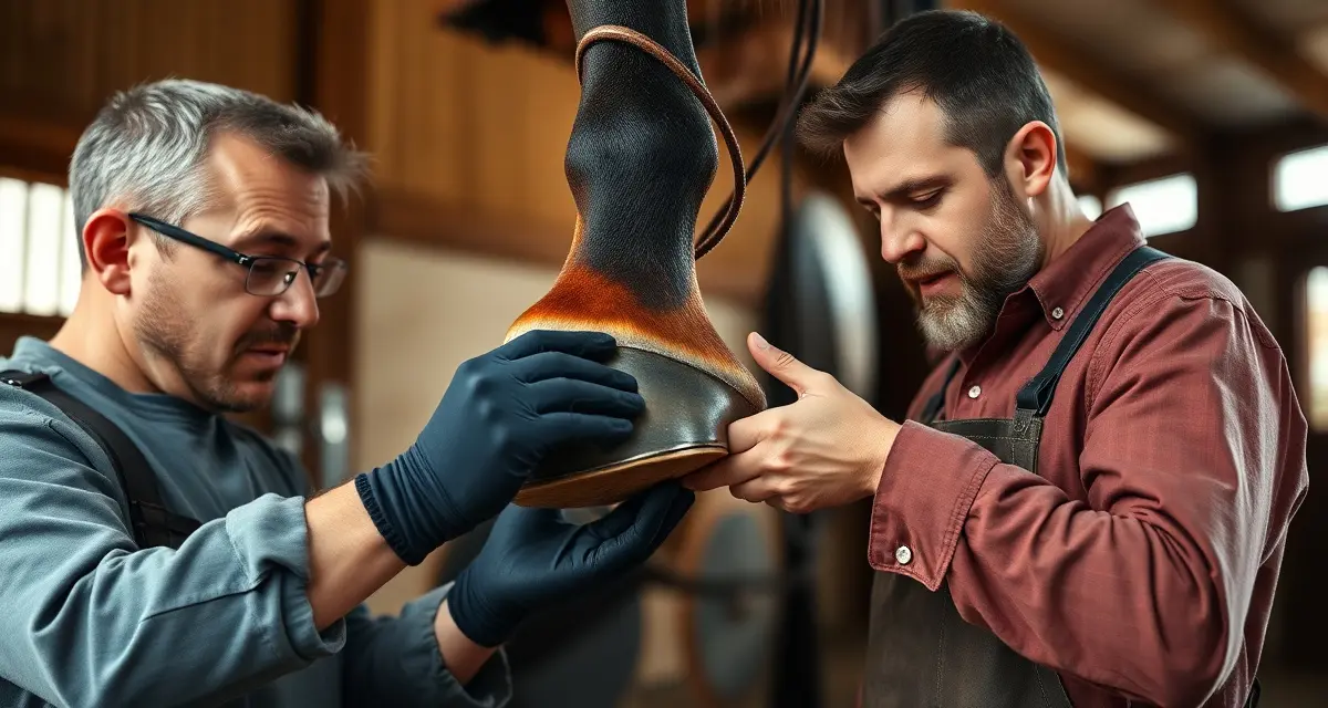 Expert Morgan horse farrier scheduling and hoof maintenance Farrier performing professional hoof care on a Morgan horse, demonstrating proper trimming technique for strong, dense hooves