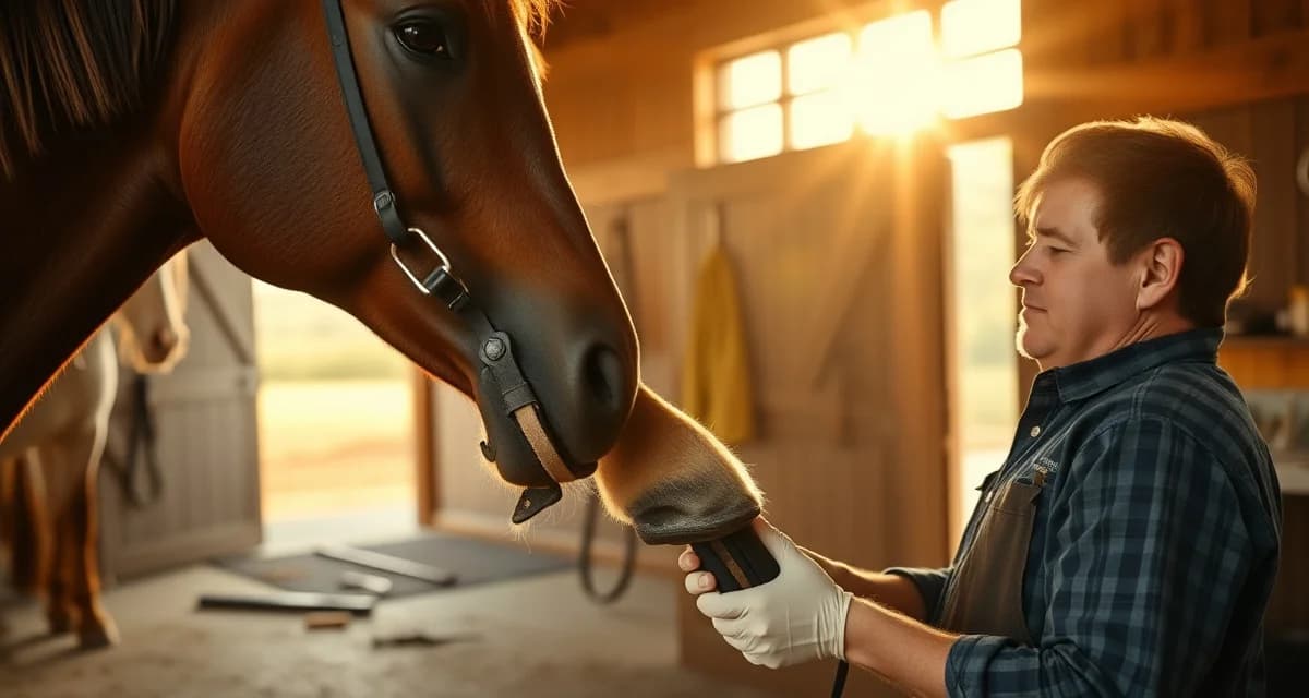 Professional farrier services in Middle Tennessee Farrier applying horseshoe to horse hoof in Nashville Tennessee with modern scheduling tools concept