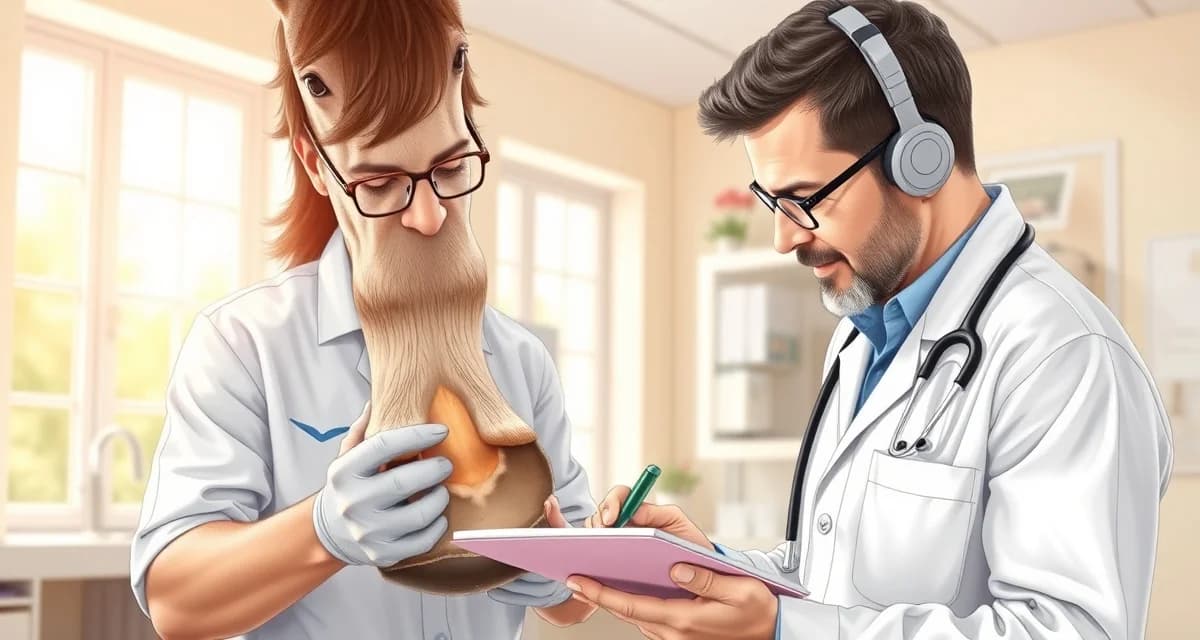 Navicular condition documentation and monitoring process Farrier documenting navicular syndrome tracking notes while examining horse hoof during professional shoeing assessment