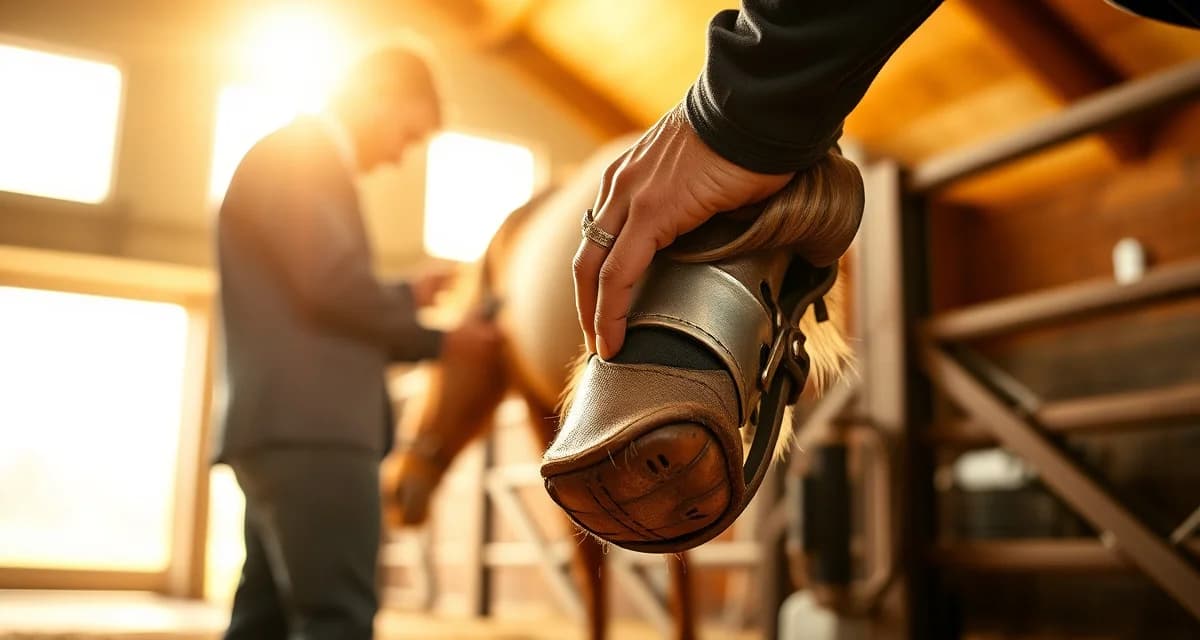 Nebraska Farrier Pricing Guide - Hoof Care Services Professional farrier trimming and shoeing a horse's hoof, demonstrating farrier services in Nebraska with standard pricing