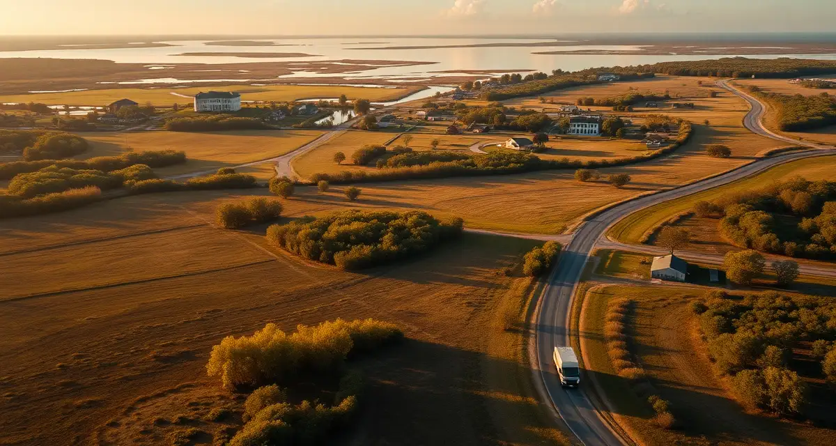 New Orleans horse country geography and farrier routing challenges Aerial view of dispersed New Orleans horse communities connected by bayou routes and bridges for farrier scheduling