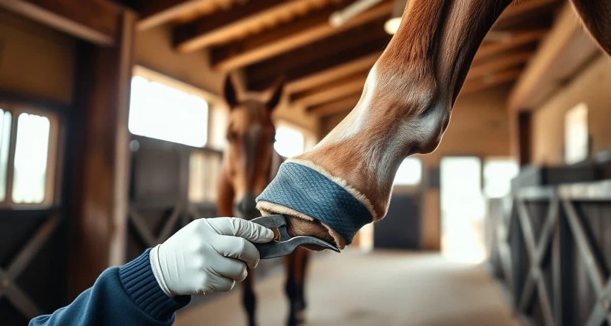 Expert farrier providing licensed hoof care services Professional farrier performing hoof care and shoeing on a horse in Ohio, demonstrating proper farrier techniques and certification standards.