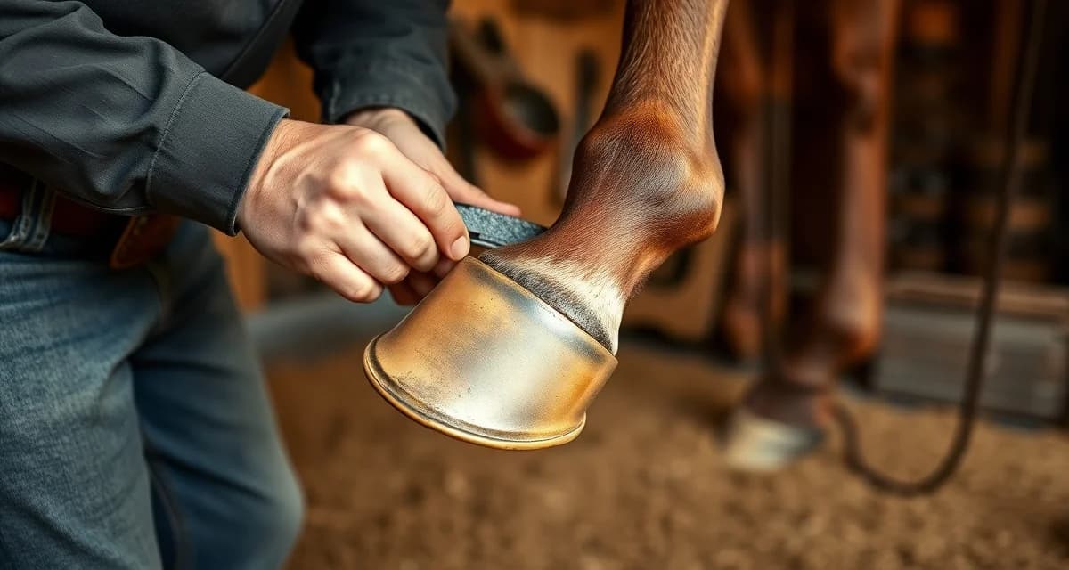 Expert Paso Fino shoeing technique for show competition Farrier applying specialized shoe to Paso Fino horse hoof, demonstrating proper angle and breakover for natural gait support