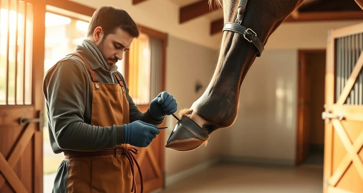 Expert farrier providing hoof care services in Pennsylvania Professional farrier performing hoof care and trimming on a horse in Pennsylvania, demonstrating typical farrier services and pricing