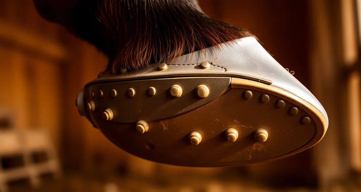 Precision cutting horse shoeing for NCHA competition Quarter Horse hoof fitted with custom cutting shoe displaying stud configuration for lateral work and cow performance.