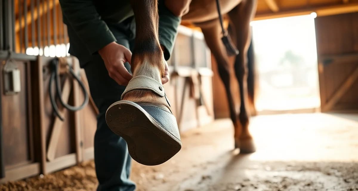 Farrier shoeing Quarter Horse hooves Professional farrier applying horseshoes to a Quarter Horse hoof during routine shoeing maintenance and hoof care