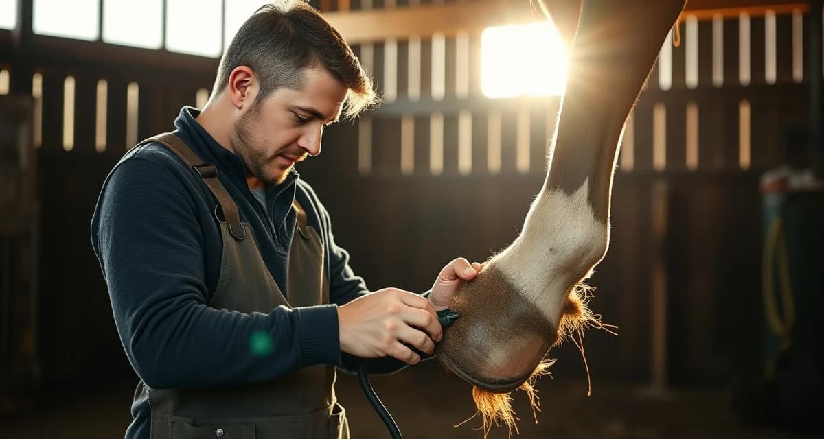 Farrier scheduling app for independent farriers Solo farrier managing horse hoof care and scheduling efficiently with digital tools for independent business operations
