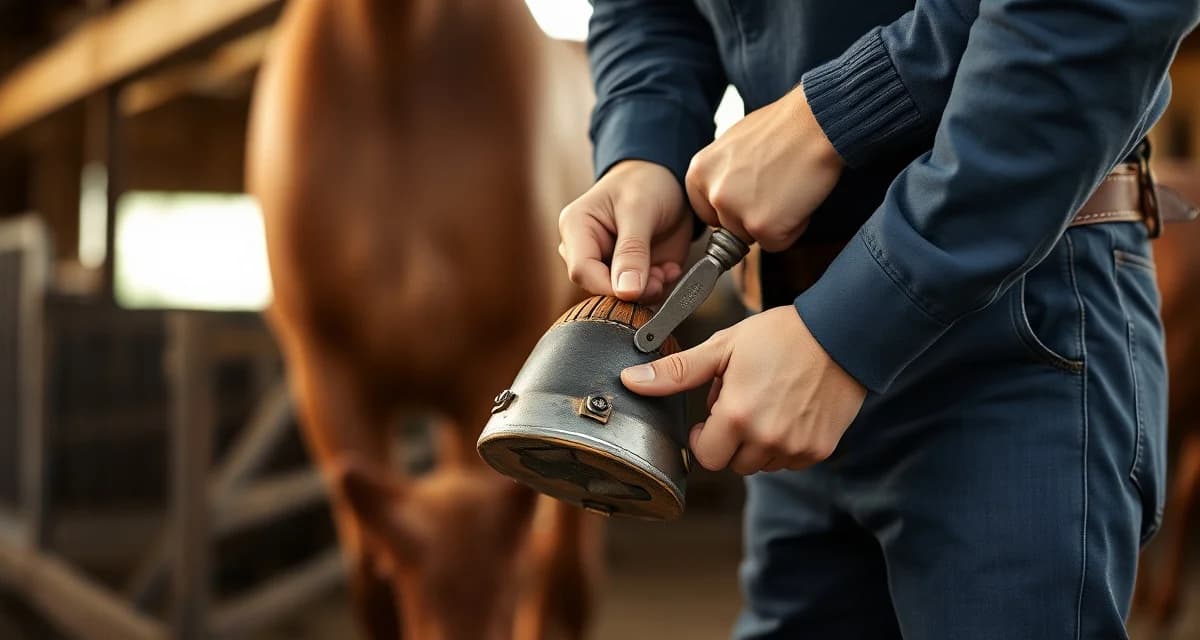 Farrier shoeing horse in SC Professional farrier fitting horseshoes on horse in South Carolina with regional pricing context