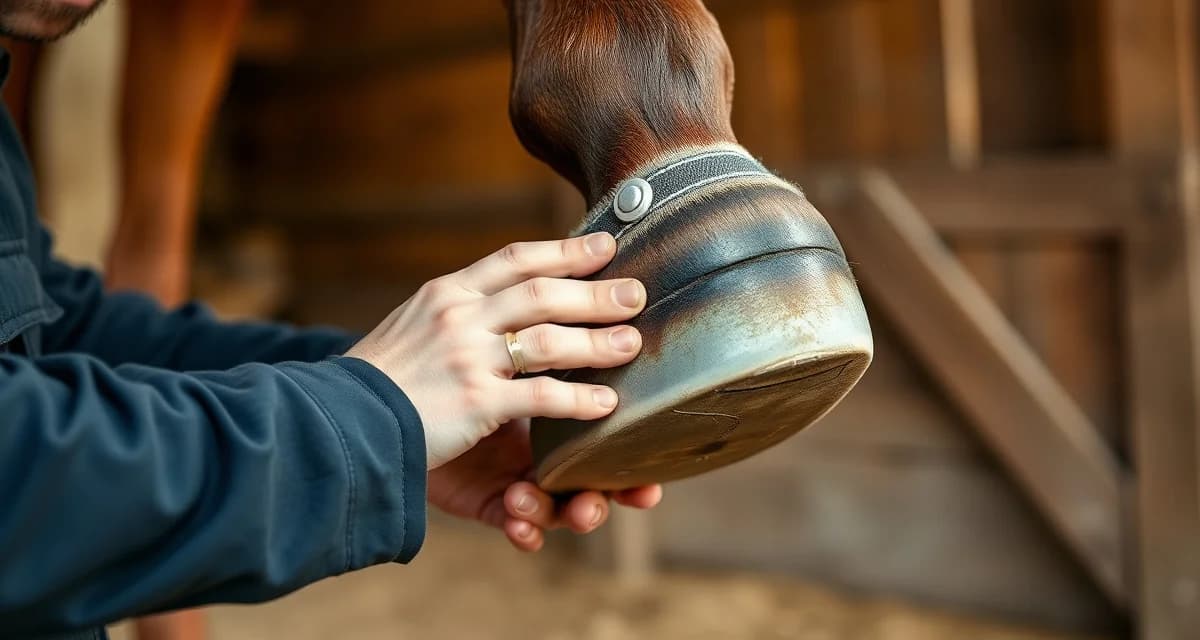 Expert Thoroughbred dressage shoeing technique Farrier fitting a custom dressage shoe on a Thoroughbred horse's hoof, demonstrating proper heel angle and breakover for collection work.