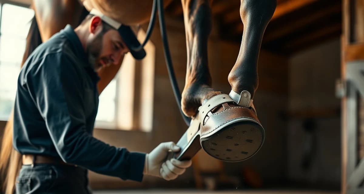 Professional dressage horse shoeing technique Farrier fitting specialized dressage shoe to warmblood horse hoof for Grand Prix performance optimization