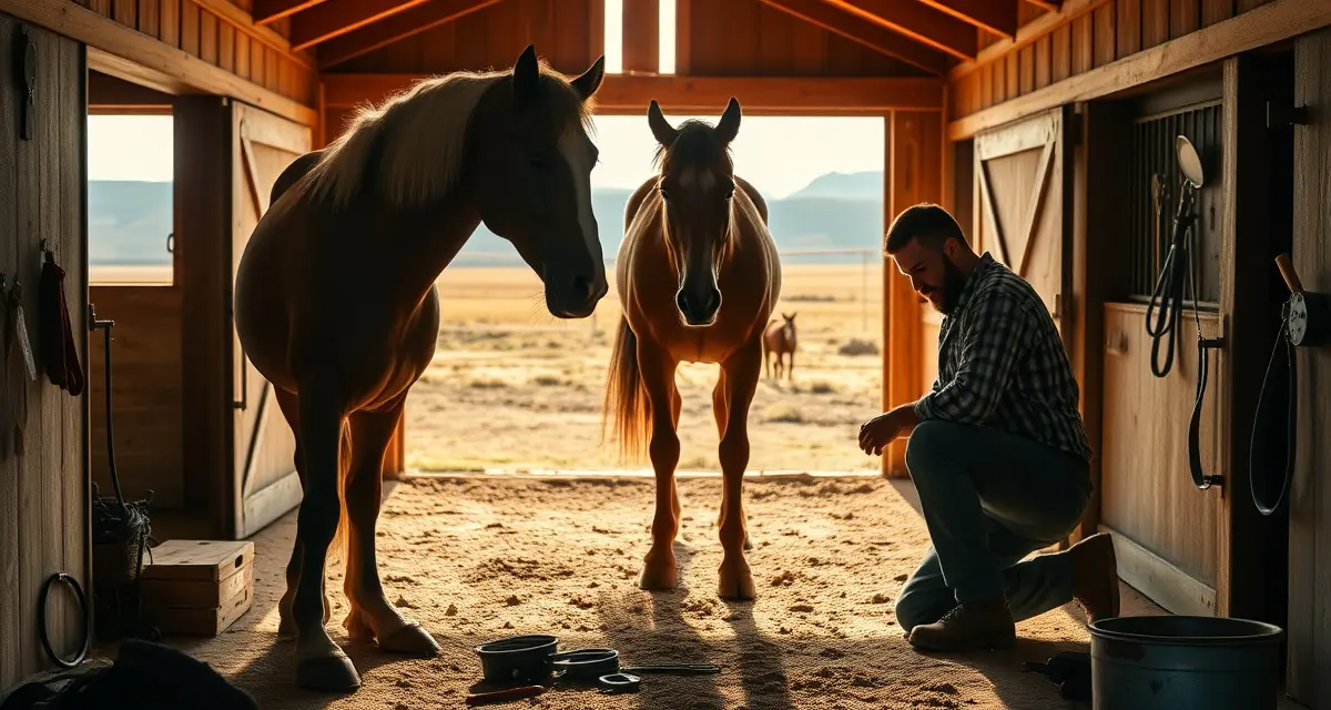 Farrier software solutions for Wyoming ranch management Professional farrier managing hoof care on a horse at a Wyoming ranch using modern scheduling software